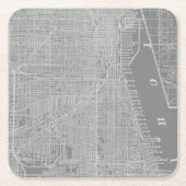 Skizze von Chicago City Map Rechteckiger Pappuntersetzer (Vorderseite)