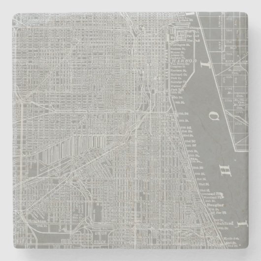 Skizze von Chicago City Map Steinuntersetzer (Vorderseite)