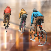 Skizze von Fahrradfahrern im Fest-Zahnradgeschäft Fensteraufkleber (Blatt 2)