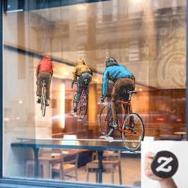 Skizze von Fahrradfahrern im Fest-Zahnradgeschäft Fensteraufkleber