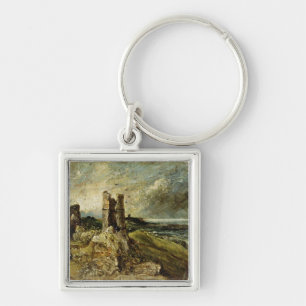 Skizze von Hadleigh Schloss (Vorderseite) (Öl auf Schlüsselanhänger
