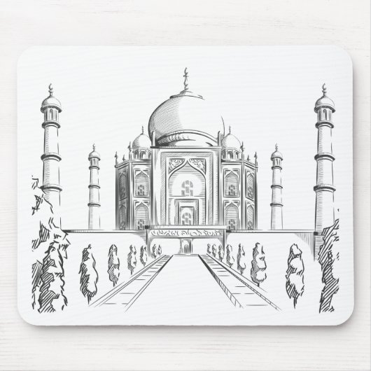 Skizze von Indien-Sehenswürdigkeit, Taj Mahal Mousepad (Vorne)