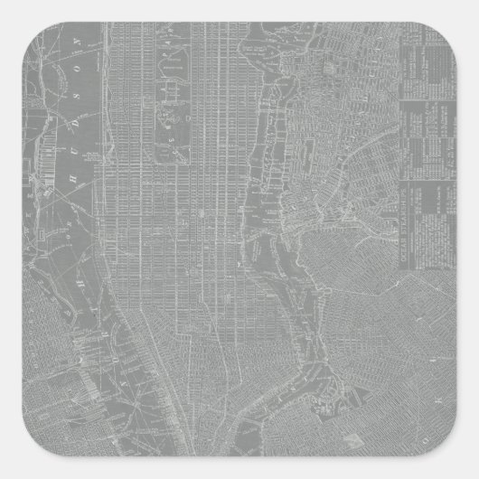 Skizze von New York City Map Quadratischer Aufkleber (Vorderseite)