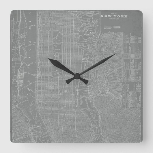 Skizze von New- York Citykarte Quadratische Wanduhr (Vorderseite)