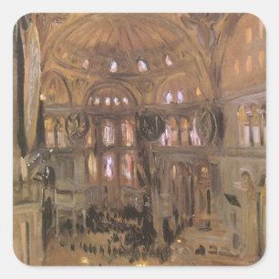 Skizze von Santa Sophia von John Singer Sargent Quadratischer Aufkleber