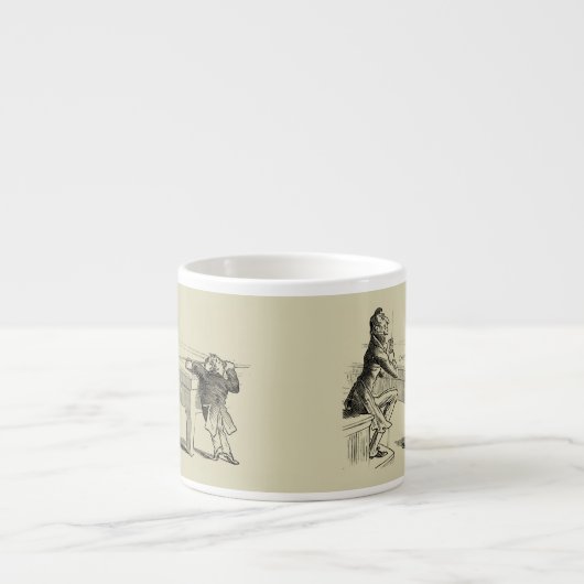 Skizze von zwei Männern, die Pool spielen Espressotasse (Vorderseite)