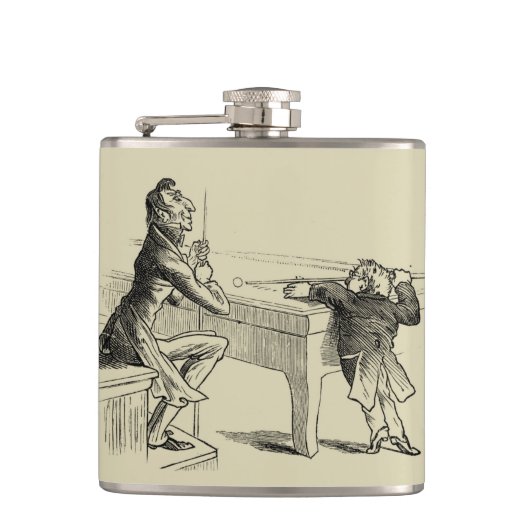 Skizze von zwei Männern, die Pool spielen Flachmann (Vorderseite)