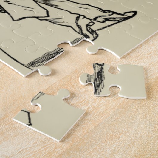 Skizze von zwei Männern, die Pool spielen Puzzle (Seite)