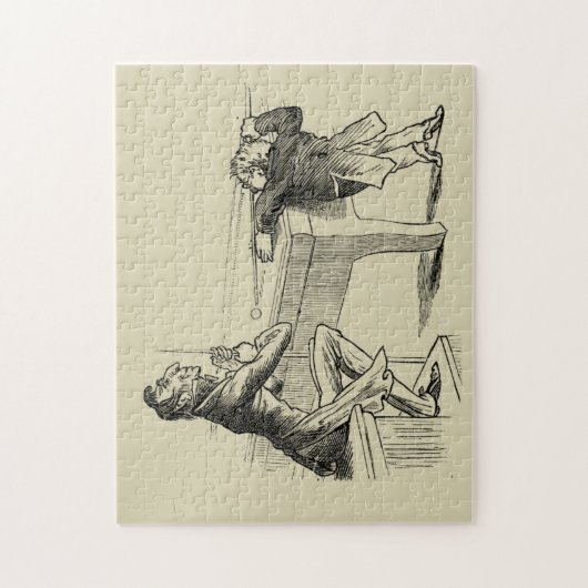 Skizze von zwei Männern, die Pool spielen Puzzle (Vertikal)