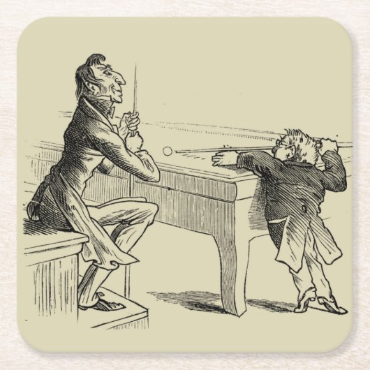 Skizze von zwei Männern, die Pool spielen Rechteckiger Pappuntersetzer (Vorderseite)