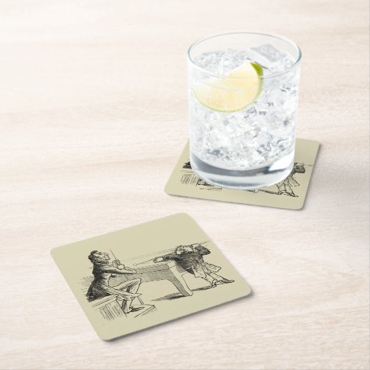 Skizze von zwei Männern, die Pool spielen Rechteckiger Pappuntersetzer (Vor Ort)