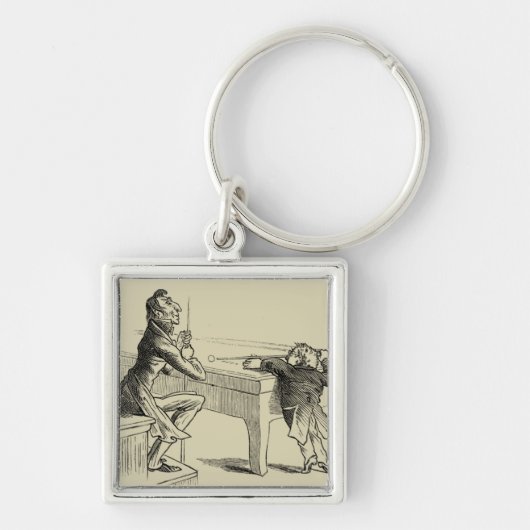 Skizze von zwei Männern, die Pool spielen Schlüsselanhänger (Vorne)