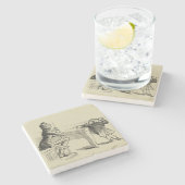 Skizze von zwei Männern, die Pool spielen Steinuntersetzer (Seitenansicht)