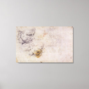 Skizze W.60 eines männlichen Kopfes, in zwei Leinwanddruck