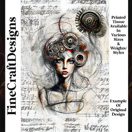 Skizze Zeichn von Steampunkweibchen N4 Decoupage Seidenpapier