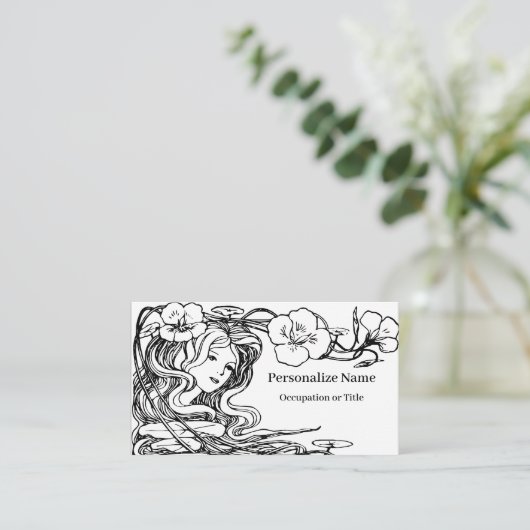 Skizze Zeichnend schöne Frauenblume Visitenkarte (Stehend Vorderseite)