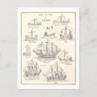 Skizzen alter Schiffe Postkarte