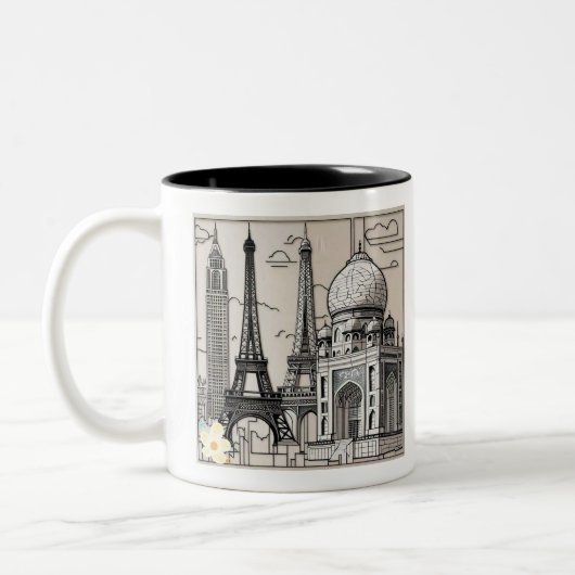 "Skizzen der Metropole" Zweifarbige Tasse (Links)