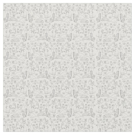 Skizzen des Katzen-Baumwollgewebees Stoff (Nahaufnahme)