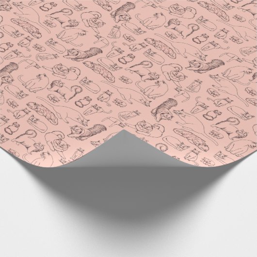Skizzen des Katzen-rosa Packpapiers Geschenkpapier (Ecke)