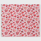 Skizzen des roten Herzens Geschenkpapier (Flach)
