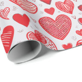 Skizzen des roten Herzens Geschenkpapier (Rolleneckpunkt)