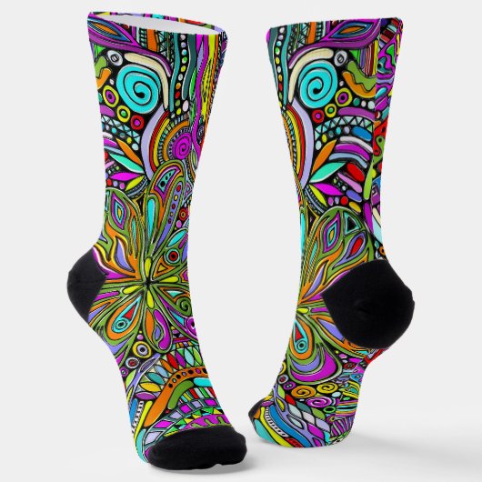 Skizzen Fantasy Art - Abstrakte Blume 1 Socken (Gewinkelt)