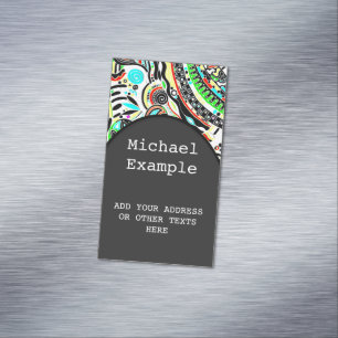 Skizzen Fantasy Art - Abstrakte Blume 3 Magnetische Visitenkarte