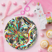 Skizzen Fantasy Art - Abstrakte Blume 3 Pappteller (Party)