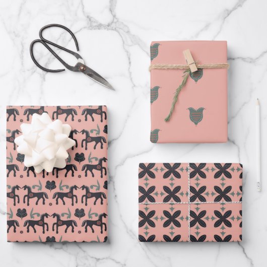 Skizzen für Rosa und Grau Geschenkpapier Set (Vorderseite)