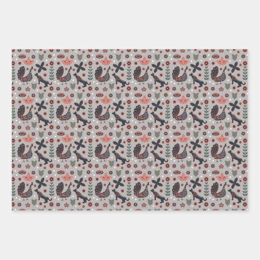 Skizzen für Rosa und Grau Geschenkpapier Set (Vorderseite)