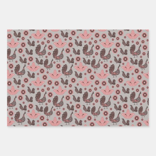 Skizzen für Rosa und Grau Geschenkpapier Set (Vorderseite)