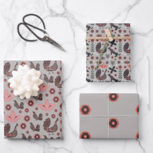 Skizzen für Rosa und Grau Geschenkpapier Set