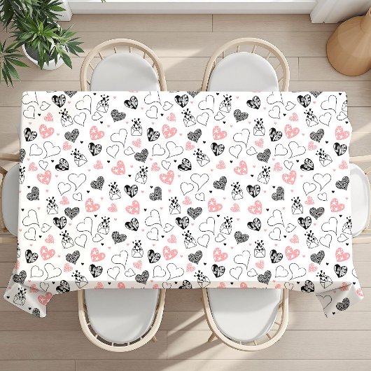 Skizzen-Herzen Personalisiertes Bestes Valentinsge Tischdecke