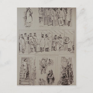 Skizzen im Pariser Salon Postkarte