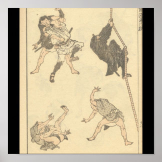 Skizzen japanischer Kampfkunst, Ninja c. 1800 Poster