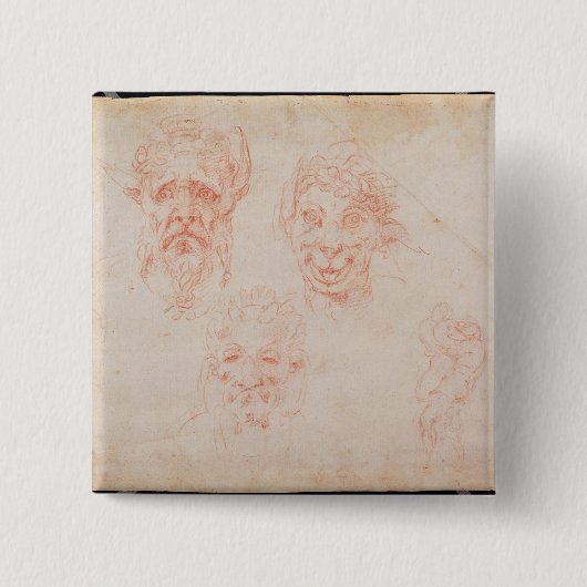 Skizzen W.33 der Gesichter der Satyrs Button (Vorderseite)
