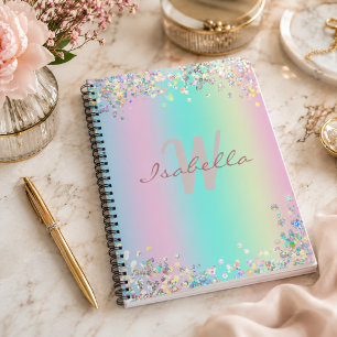 Skizzenbuch Einhorn Holografischer Glitter Notizblock
