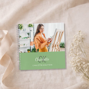 Skizzenbuch Foto Salbei grün Monogramm Notizblock