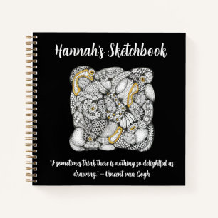 Skizzenbuch mit handgezeichnetem Doodle und Zitat Notizblock