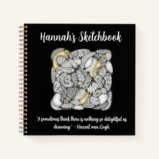Skizzenbuch mit handgezeichnetem Doodle und Zitat Notizblock