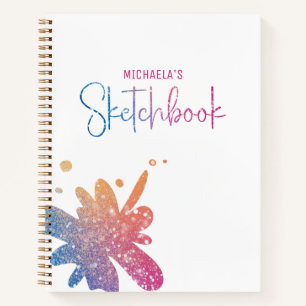 Skizzenbuch Regenbogen Glitter Spritzer Notizblock