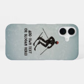Skizzendesign - Gemalter Metallschau Skier - Text  iPhone 16 Hülle (Rückseite (Horizontal))
