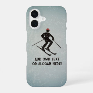 Skizzendesign - Gemalter Metallschau Skier - Text  iPhone 16 Hülle