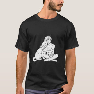 Skizzenhafte Gekritzel-Person umarmt Hund T-Shirt