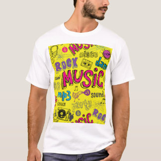 Skizzenhafte Musik Kritzeleien Nahtloser Hintergru T-Shirt