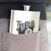 Skizzenhafte Tuba und Text Flachmann (Beispiel)