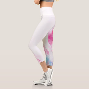 Skizzenhaftes Aquarell-Wildblumenmuster Damen- Capri Leggings
