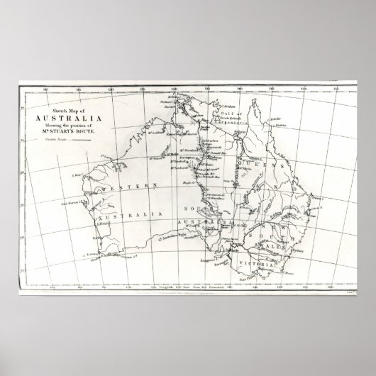 Skizzenkarte von Australien Poster (Vorne)