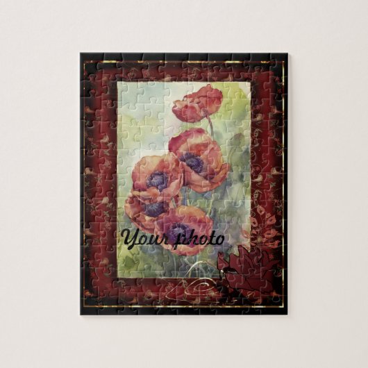 Skizzenstift handgezogene Mohn-Blume schön Puzzle (Vertikal)